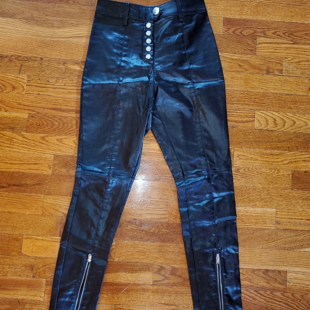 H&M black faux leather pants